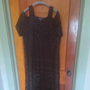 Brown lace knee length dress